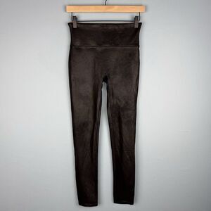 Spanx Womens Medium Black Faux Leather‎ Leggings High Rise Slimming Shapewear